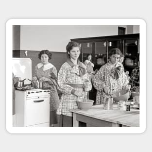 Cooking Class, 1935. Vintage Photo Sticker